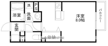 ベアグラス[1K/30.39m2]の間取図