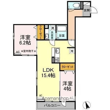 Ａｋａｒｅｎｇａ浅草[2LDK/56.85m2]の間取図