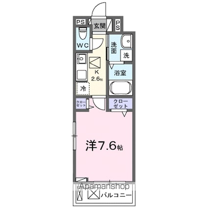 ウエスト　コミタリアⅢ[1K/27.02m2]の間取図