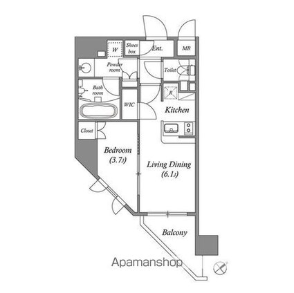 ＩＳＭ練馬[1LDK/34.53m2]の間取図