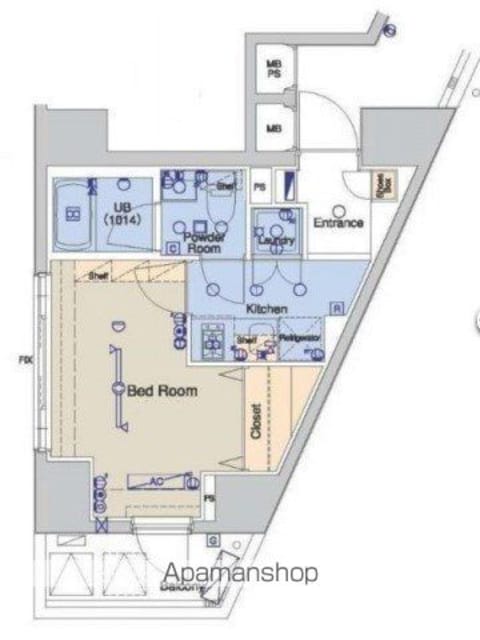 東京都世田谷区上馬３丁目[1K/22.67m2]の間取図