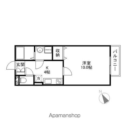 ラ・メゾンＫ２[1K/32.17m2]の間取図