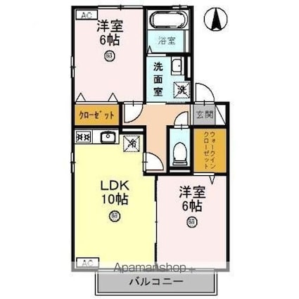 リビングタウン渕　Ｂ[2LDK/55.01m2]の間取図