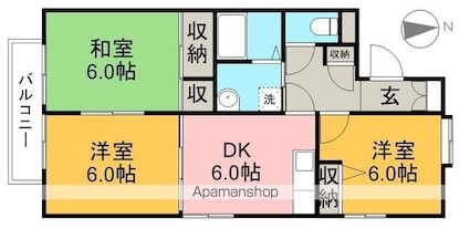 ハイツ大柳　Ａ棟[3DK/53.32m2]の間取図