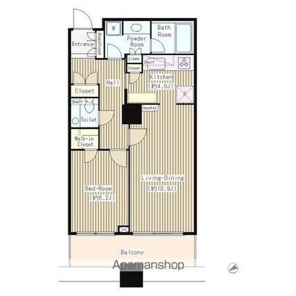 白金タワー[1LDK/55.11m2]の間取図