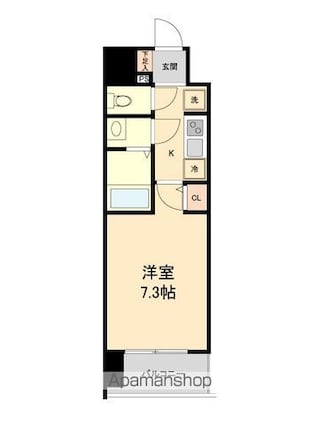 宮城県仙台市青葉区本町２丁目[1K/23.94m2]の間取図