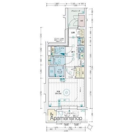 愛知県名古屋市東区葵２丁目[1K/24.62m2]の間取図