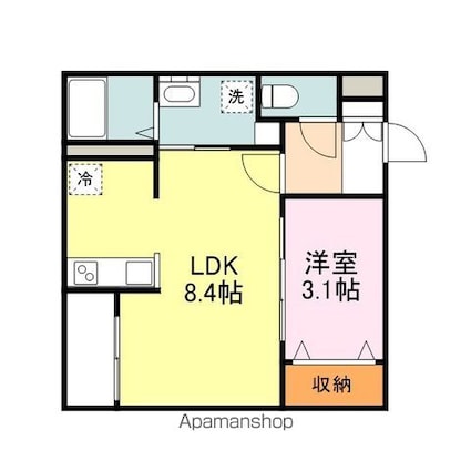 広島県福山市東深津町４丁目[1LDK/29.3m2]の間取図