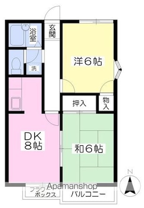 レピュート朝生田[2LDK/44.71m2]の間取図