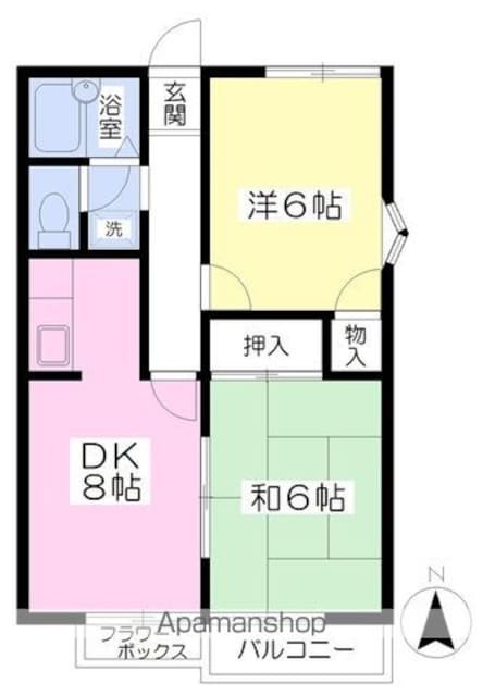 レピュート朝生田[2LDK/44.71m2]の間取図