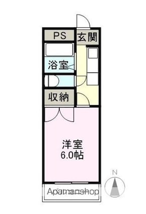 リバーサイド弐番館[1K/20m2]の間取図