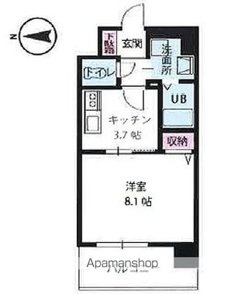 アステリア萱町[1K/29.77m2]の間取図