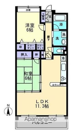 クレールⅡ[2LDK/64.4m2]の間取図