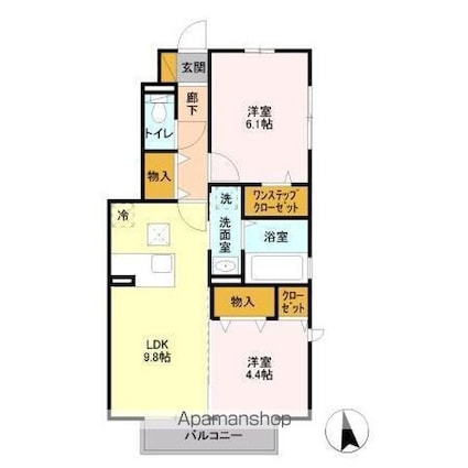 ファセリア　Ｂ[2LDK/61.93m2]の間取図