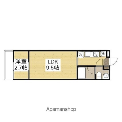 ウィズパーク可部南[1LDK/24.65m2]の間取図