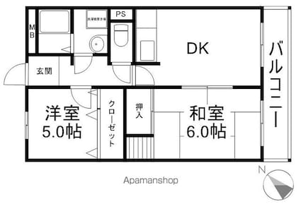 ベルエーヌⅡ[2DK/48.6m2]の間取図