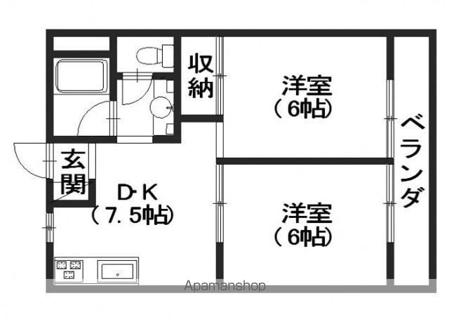 広島県広島市西区大宮２丁目[2DK/39.93m2]の間取図