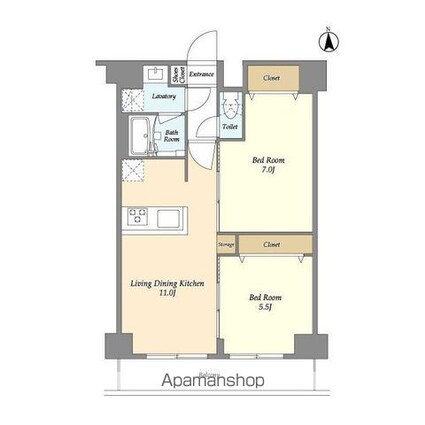 グランカーサ尾久[2LDK/52.21m2]の間取図