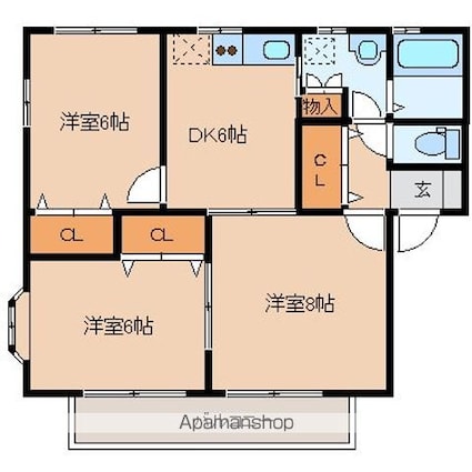 ファミーユ上飯田Ⅱ番館[3DK/57.97m2]の間取図
