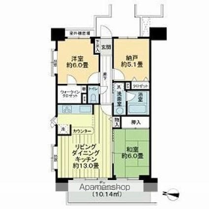 ライオンズプラザ池之端[2SLDK/67m2]の間取図