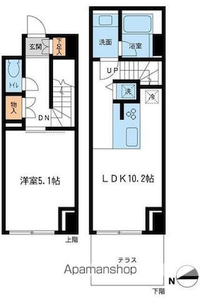 レジデンス雪谷大塚[1LDK/44.37m2]の間取図