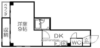 Ａｍｐｌｅｕｒ[1K/24.7m2]の間取図