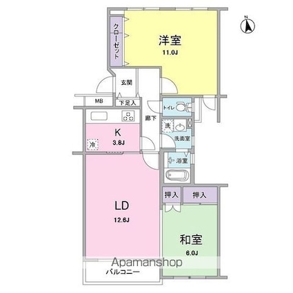 ロサーナ奥沢[2LDK/74.9m2]の間取図
