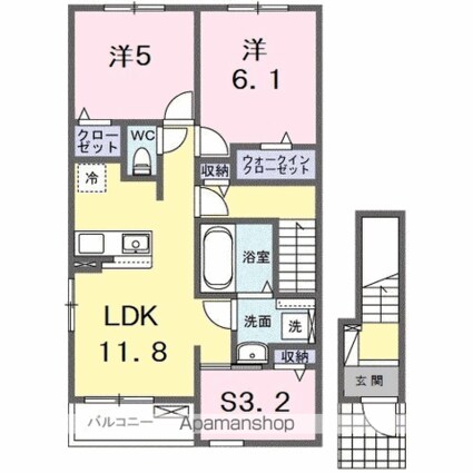 ルーク　Ⅱ[2LDK/62.1m2]の間取図