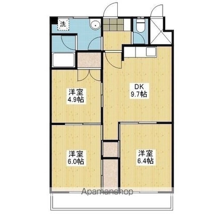 シャルマンコーポ垣生[3DK/61.2m2]の間取図