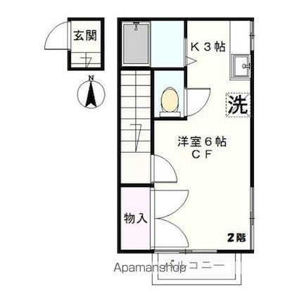ベルメゾン[1K/24.42m2]の間取図