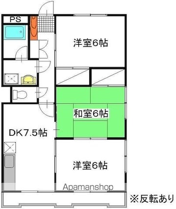 堂端コーポ　Ｂ棟[3DK/56.7m2]の間取図