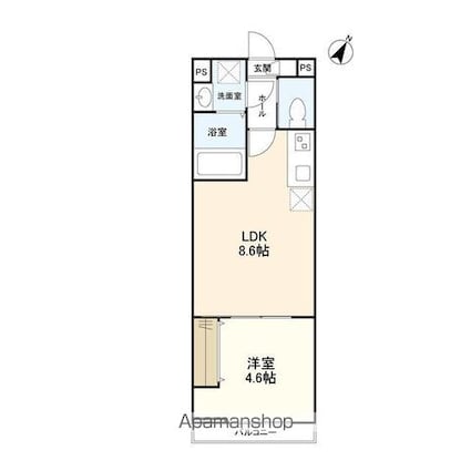 ウェルスクエア千歳烏山[1LDK/30.43m2]の間取図