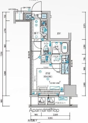 神奈川県横浜市中区弥生町２丁目[1K/20.78m2]の間取図