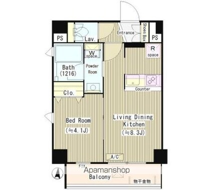 カーナ大井町[1LDK/30m2]の間取図