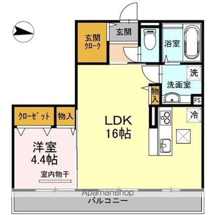 フィロス　Ａ棟[1LDK/50.39m2]の間取図