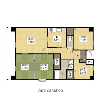 ハイネス翠町[5K/78m2]の間取図