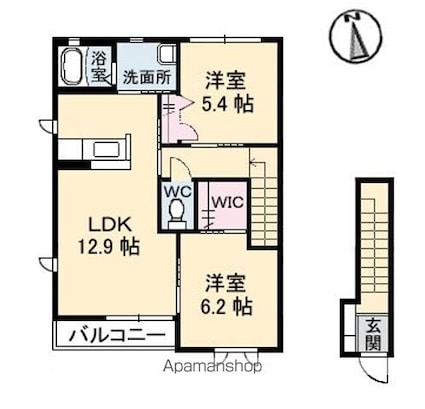 モダンヴィレッジ　Ｂ棟[2LDK/61.63m2]の間取図