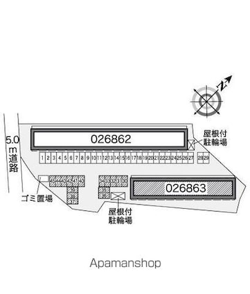 レオパレス安田　２[1K/26.08m2]の配置図