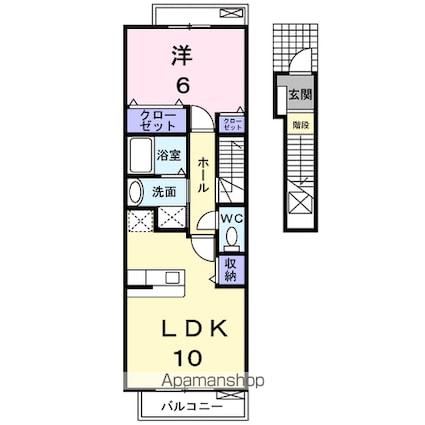 広島県福山市南今津町[1LDK/42.8m2]の間取図