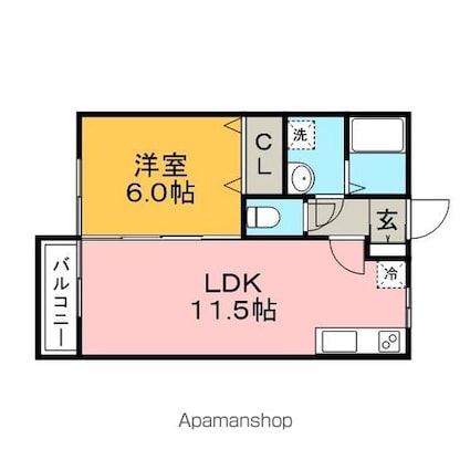 アンプルール　Ａ棟[1LDK/40m2]の間取図