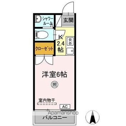 サンアベニュー国立[1K/17.4m2]の間取図