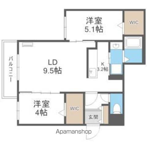 札幌市東豊線 美園駅 徒歩3分 4階建 築2年の間取り写真
