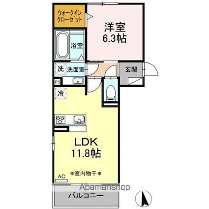 グリーンヒル二重堀[1LDK/43.34m2]の間取図