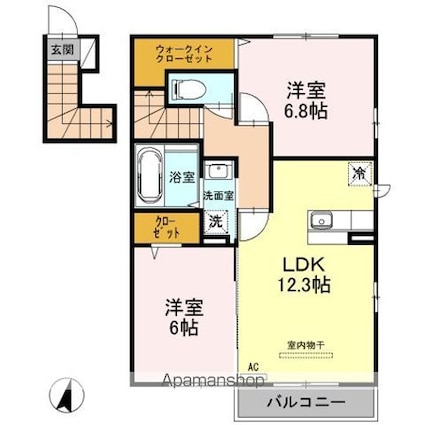東京都福生市大字熊川[2LDK/61.69m2]の間取図