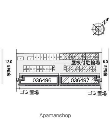 レオパレスさくらｃ[1K/23.18m2]の配置図