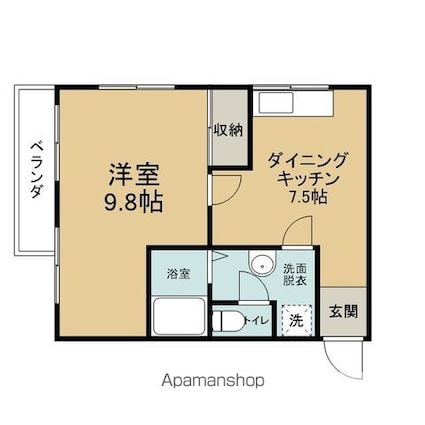 ウィステリア稲元[1DK/40.2m2]の間取図