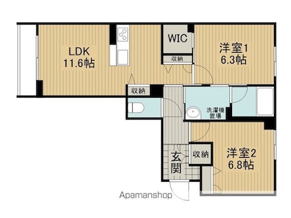 シャーメゾンノースグレイス[2LDK/62.36m2]の間取図
