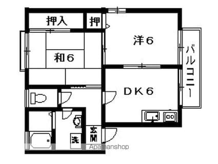 アポロⅡ[2DK/47.28m2]の間取図
