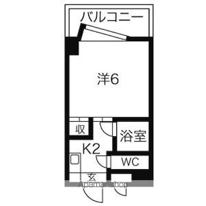 ブルネンハイム[1K/20.6m2]の間取図