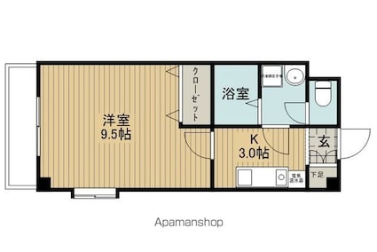 パークレジデンス諏訪[1K/33.6m2]の間取図